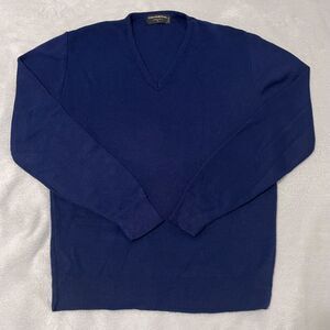 VTG Continental Sweater Mens Large Navy Blue V-Neck Pullover Preppy Made In USA
